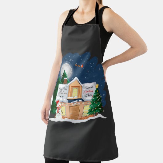Gezellige Cabin Hot Cacao & Favoriete Kerstfilms Schort (Insitu)