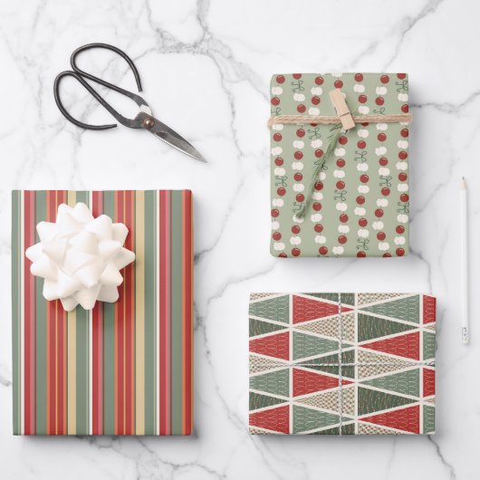 Gezellige Cabin Kerstset 3 Inpakpapier Vel (Voorkant)