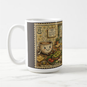 Gezellige Café Avocado Toast - Vintage Stempel Kun Koffiemok
