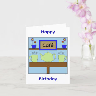 Gezellige Café Verjaardagskaart Kaart