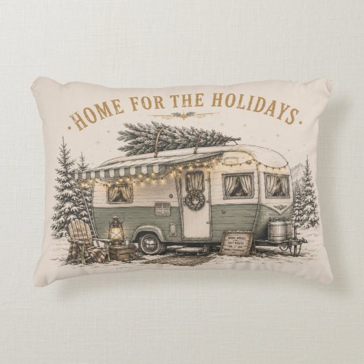 Gezellige Camper Kerstbank Decoratie Accent Kussen (Voorkant)