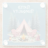 Gezellige Camping Esthetische Glamping Tent & Kamp Glazen Onderzetter (Achterkant)