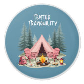 Gezellige Camping Esthetische Glamping Tent & Kamp Keramische Knop (Voorkant)
