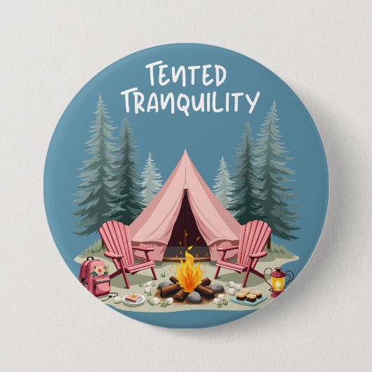 Gezellige Camping Esthetische Glamping Tent & Kamp Ronde Button 7,6 Cm (Voorkant)