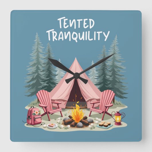 Gezellige Camping Esthetische Glamping Tent & Kamp Vierkante Klok (Voorkant)