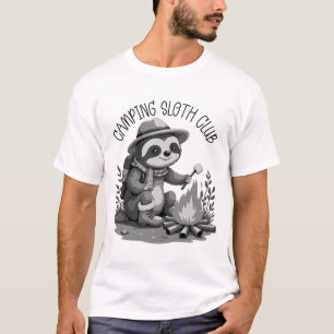 Gezellige Camping Sloth Roosteren Marshmallow Adve T-shirt