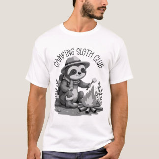 Gezellige Camping Sloth Roosteren Marshmallow Adve T-shirt