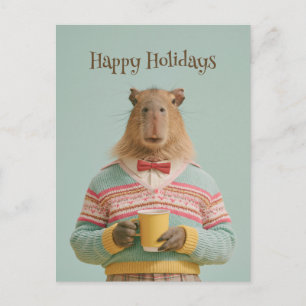 Gezellige Capybara Met een Warme Drank Briefkaart