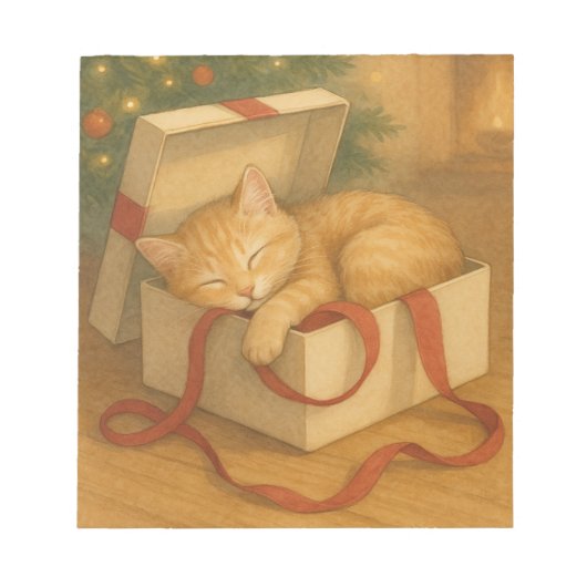 Gezellige Cat Nap Kerstmis Notitieblok (Voorkant)