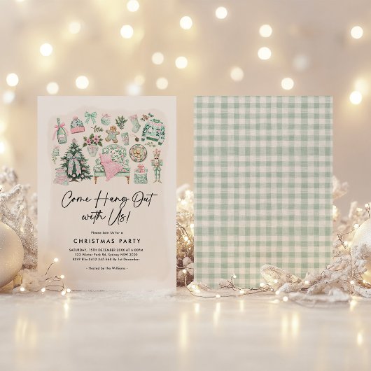 Gezellige Chinoiserie Sage Green Pink Christmas Pa Kaart