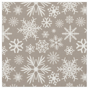 Gezellige Chique Mocha Winter Sneeuwvlokken Patroo Stof