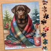 Gezellige Chocolade Labrador Retriever Hond Kerstm Legpuzzel