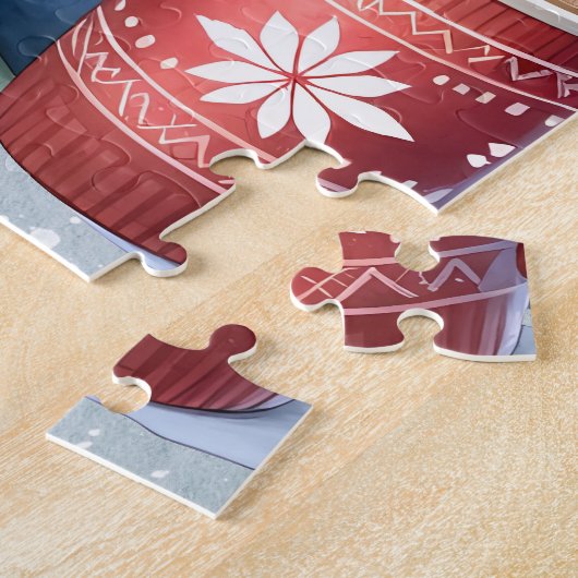 Gezellige Chocolade Labrador Retriever Hond Kerstm Legpuzzel (Zijkant)