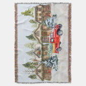 Gezellige Christmas Village Bomen Truck Deken (Voorkant Verticaal)