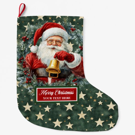 Gezellige Classic Santa Claus Stocking met Jouw na Grote Kerstsok (Voorkant)