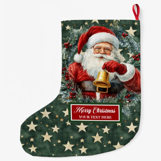 Gezellige Classic Santa Claus Stocking met Jouw na Grote Kerstsok (Achterkant)