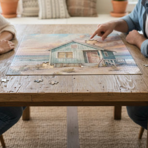 Gezellige Coastal Cottage Beach House Waterverf Legpuzzel