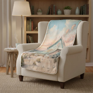 Gezellige Coastal Cottage Beach House Waterverf Sherpa Deken