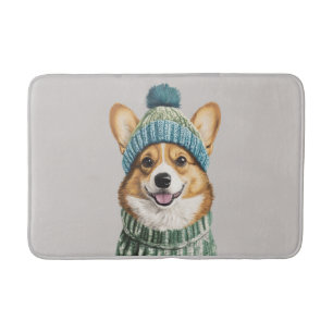 Gezellige Corgi in Winter Gear Badmat