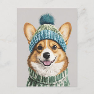 Gezellige Corgi in Winter Gear Briefkaart