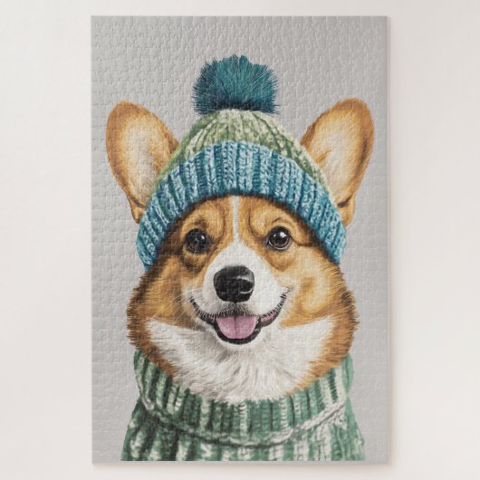 Gezellige Corgi in Winter Gear Legpuzzel (Verticaal)