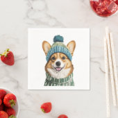 Gezellige Corgi in Winter Gear Servet (Insitu)