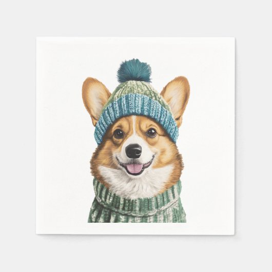 Gezellige Corgi in Winter Gear Servet (Voorkant)