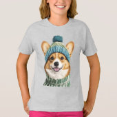 Gezellige Corgi in Winter Gear T-shirt (Voorkant)
