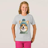 Gezellige Corgi in Winter Gear T-shirt (Voorkant volledig)