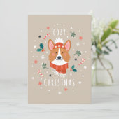 Gezellige Corgi - Kerstwarmte Feestdagenkaart (Staand voorkant)