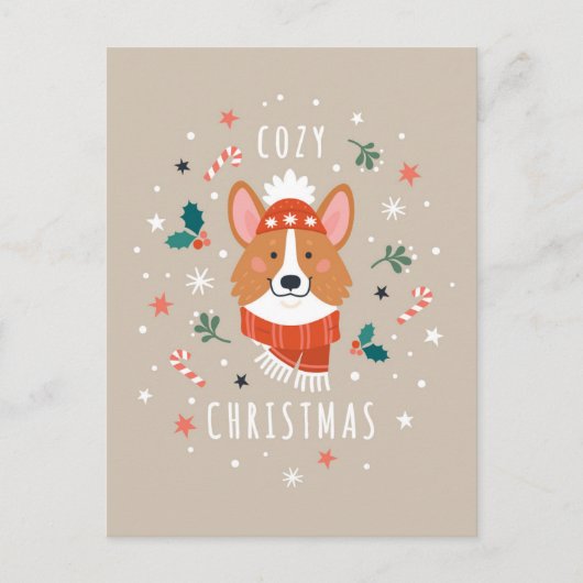 Gezellige Corgi - Kerstwarmte Feestdagenkaart (Voorkant)