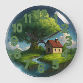 Gezellige Cottage 3D Wall Clock- Rustieke Natuur D Grote Klok