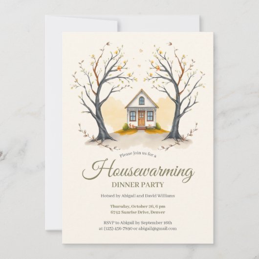 Gezellige Cottage Housewarming Dinner Party Kaart (Voorkant)