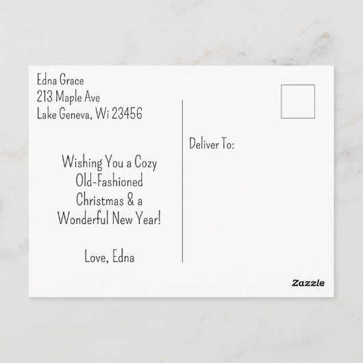 Gezellige Cottage Kitsch Retro Kerstmis Briefkaart (Achterkant)