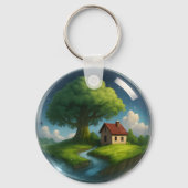 Gezellige Cottage Natuur Sleutelhanger – Tree & Ri (Achterkant)