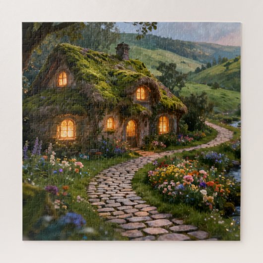 Gezellige Cottage Pad Legpuzzel (Verticaal)