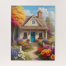 Gezellige Cottage Tuin met Blauwe Deur Legpuzzel