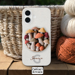 Gezellige Cottagecore Haakpaddenstoel Basket Naam iPhone 16 Hoesje