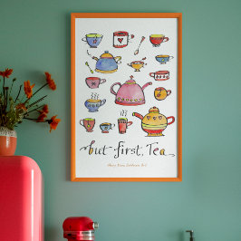 Gezellige CottageCore Tea Quote Hand-geïllustreerd Poster