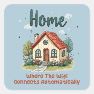 Gezellige Cottagecore Thuis Whimsical Huis Kunst Vierkante Sticker