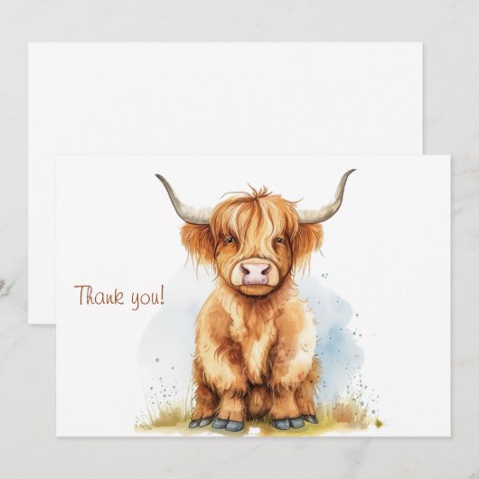 Gezellige Country Charm Highland Koe Bedankkaart (Voorkant / Achterkant)