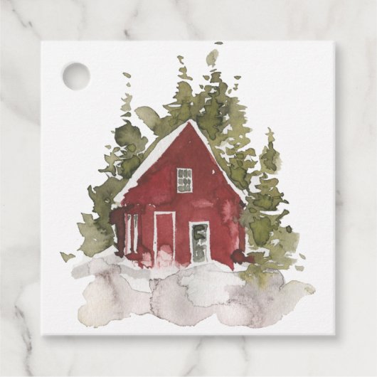 Gezellige Country Home in de Sneeuw Cadeau Labels (Voorkant)