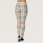 Gezellige Cream Tartan Plaid Roze & Groene Cheques Leggings (Achterkant)