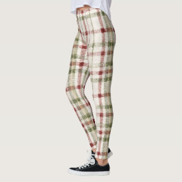 Gezellige Crème Groen Rode Strepen Leggings