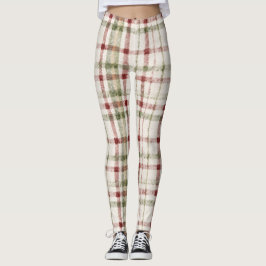 Gezellige Crème Groen Rode Strepen Leggings