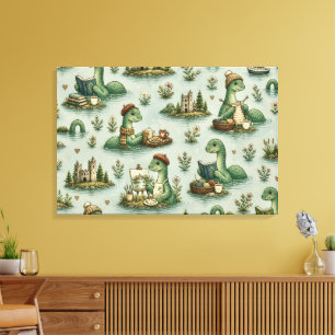 Gezellige Cryptiden Nessie Loch Ness Monster hobby Canvas Afdruk