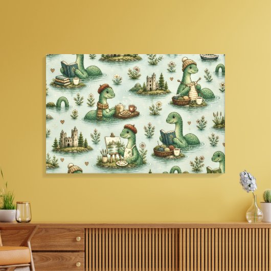 Gezellige Cryptiden Nessie Loch Ness Monster hobby Canvas Afdruk (Insitu (Woonkamer))