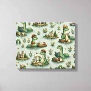 Gezellige Cryptiden Nessie Loch Ness Monster hobby Canvas Afdruk