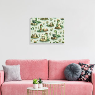 Gezellige Cryptiden Nessie Loch Ness Monster hobby Canvas Afdruk