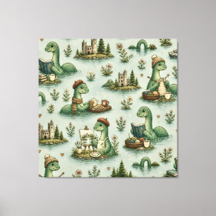 Gezellige Cryptiden Nessie Loch Ness Monster hobby Canvas Afdruk